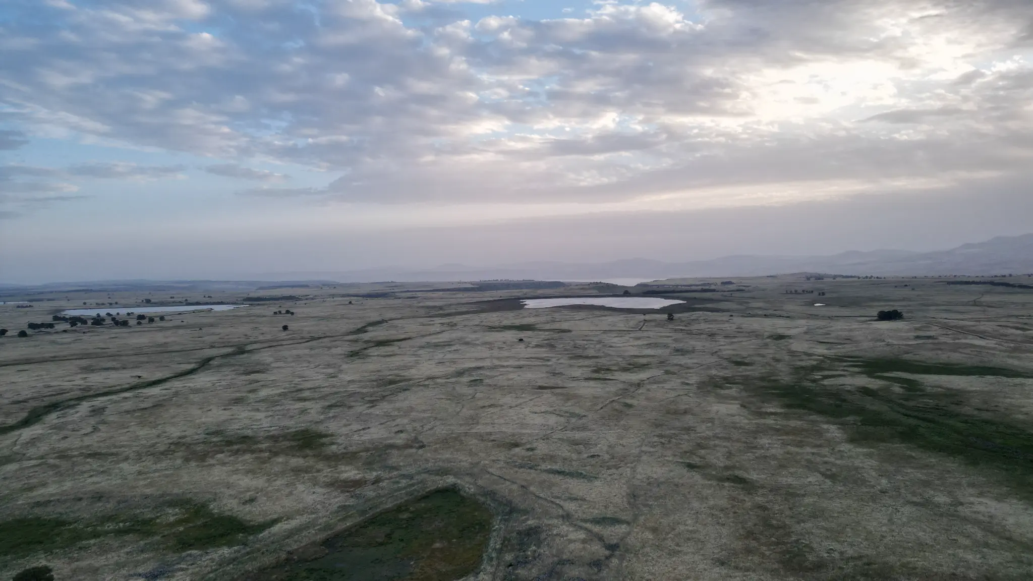 Aerial drone shot of Golan at sunset